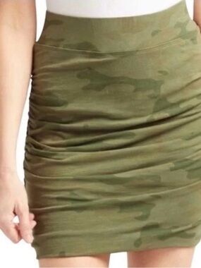 Sundry Olive Camouflage Ruched Mini Skirt